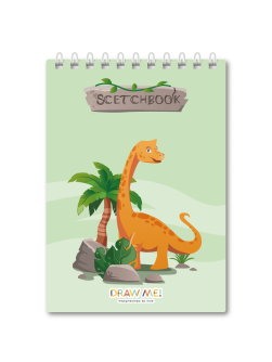 Скетчбук DRAW ME! «Радостный динозавр», 14х20 см, плотность 100 г