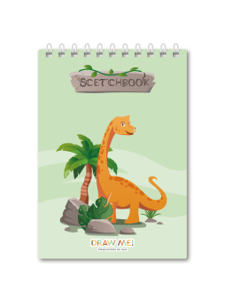 Скетчбук DRAW ME! «Радостный динозавр», 14х20 см, плотность 100 г