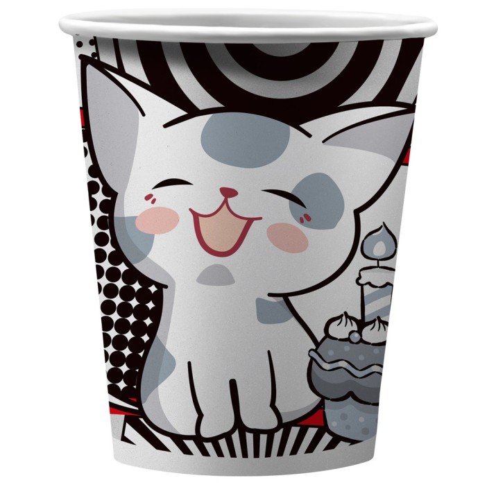 Набор бумажных стаканов 6 шт. "Котенок в комиксе", в т/у пленке, 250 мл 
