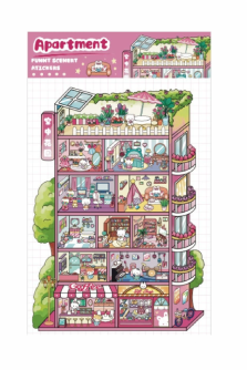 Наклейки+пинцет для творчества румбокс "Апартаменты", розовые (18*29,5 см)