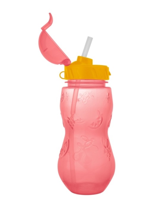 Бутылка &quot;Fruit&quot; с трубочкой, pink (400 ml) 