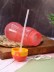 Бутылка "Фрукты" с трубочкой, розовая (400 мл)