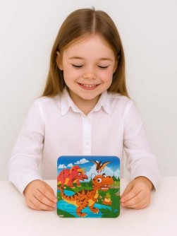 Набор пазлы "Динозавры", 3шт, 14*14см