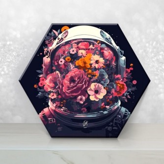 Картина по номерам с крист. из хрусталя "ЦВЕТУЩАЯ ВСЕЛЕННАЯ"(гексагон 37х32,14цв,чёрн.холст)