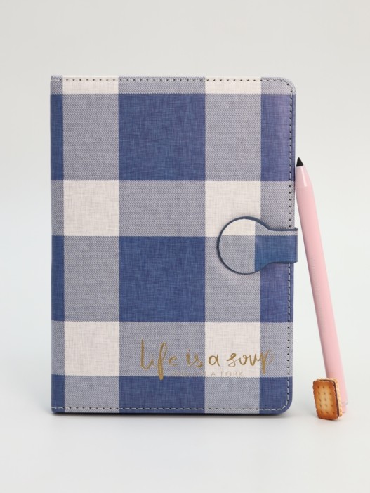 Блокнот (B6) &quot;Life is a joy, plaid&quot;,blue (18.5*13) 