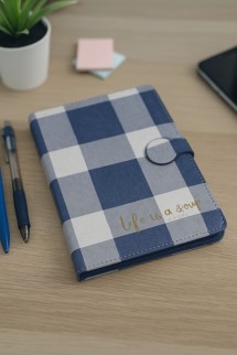 Блокнот (B6) &quot;Life is a joy, plaid&quot;,blue (18.5*13)