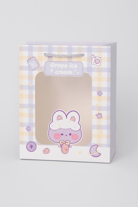 Пакет подарочный (XS) "Lovely animals, plaid", yellow-blue (14.5*19.5*10) 