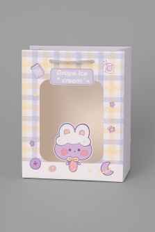 Пакет подарочный (XS) "Lovely animals, plaid", yellow-blue (14.5*19.5*10)