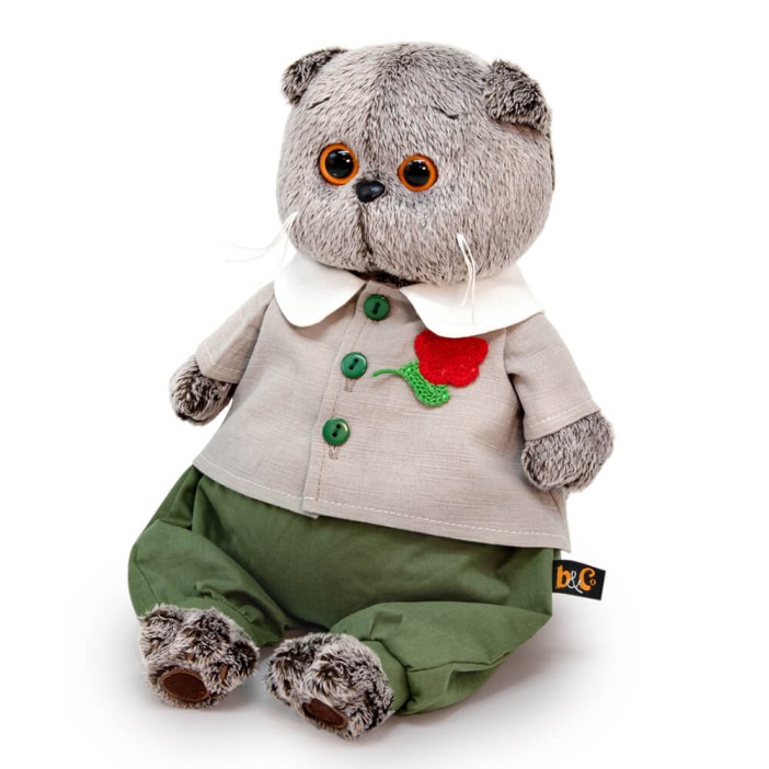 Мягкая игрушка "Кот Басик в комплекте с цветком" (19 см) 