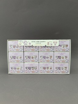 Набор декоративного скотча 4 шт. "Love and happy", purple, шоу-бокс 12 шт.