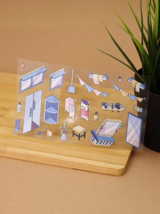 Наклейки+пинцет для творчества румбокс "Парикмахерская", голубые (16*20 см) 