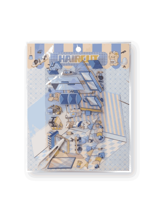 Наклейки+пинцет для творчества румбокс "Парикмахерская", голубые (16*20 см) 
