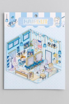 Наклейки+пинцет для творчества румбокс "Парикмахерская", голубые (16*20 см)