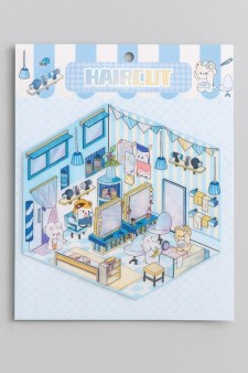 Наклейки+пинцет для творчества румбокс "Парикмахерская", голубые (16*20 см)