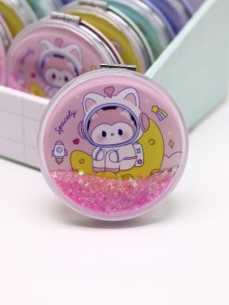 Зеркало шейкер раскладное "Spacely", розовое, 7*7 см