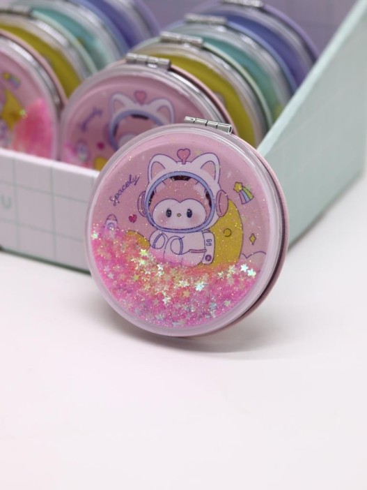 Зеркало шейкер раскладное &quot;Spacely&quot;, розовое, 7*7 см 