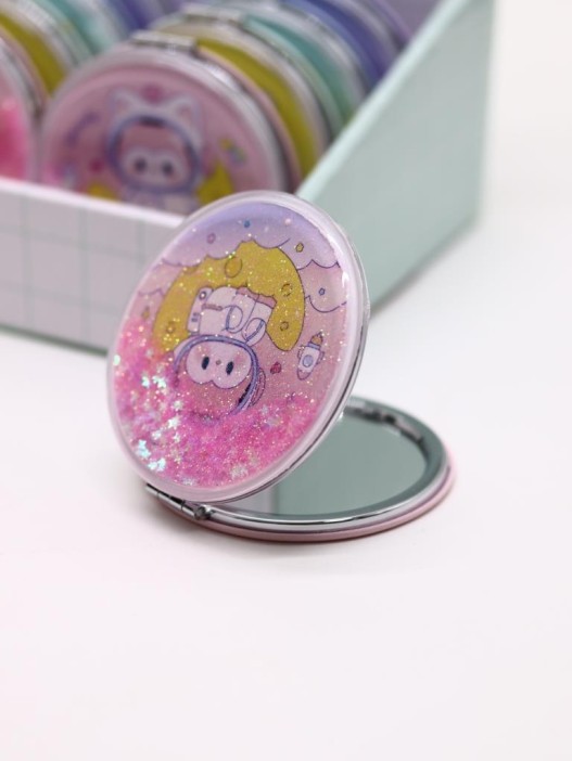 Зеркало шейкер раскладное &quot;Spacely&quot;, розовое, 7*7 см 