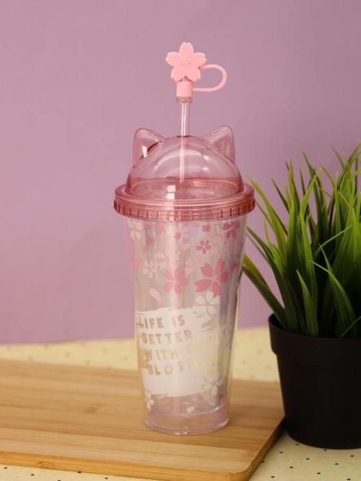 Тамблер iLikeGift "Flowers are light", pink (380 мл) 