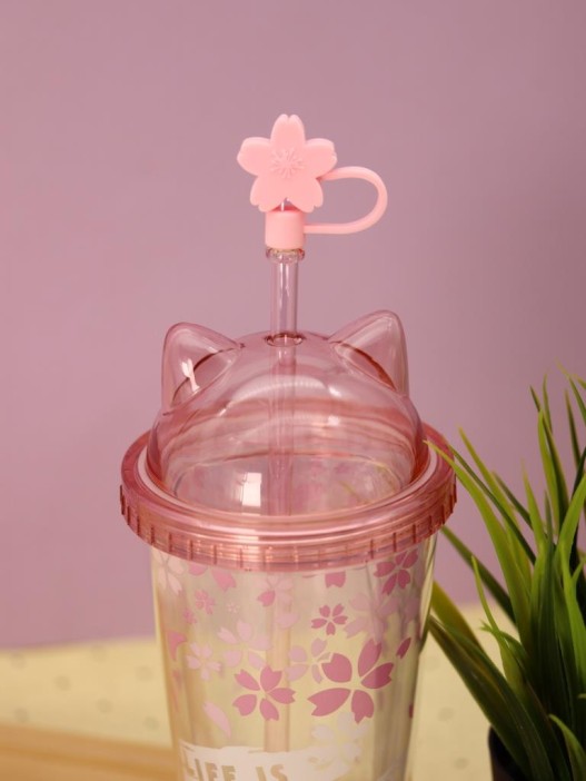 Тамблер iLikeGift "Flowers are light", pink (380 мл) 