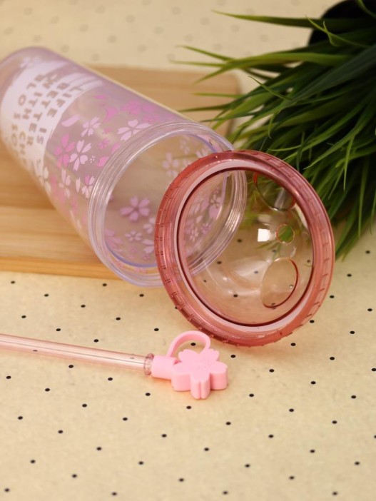 Тамблер iLikeGift "Flowers are light", pink (380 мл) 