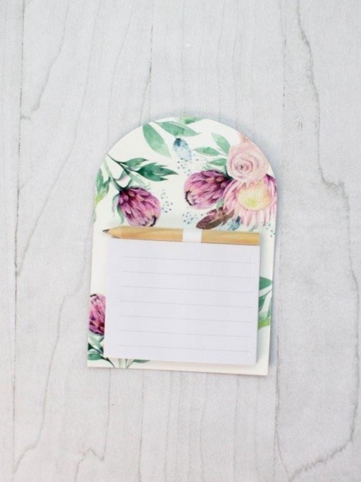 Магнитный блок для записей с карандашом «Flowers», yellow, 10х14 см 