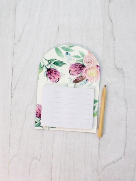 Магнитный блок для записей с карандашом «Flowers», yellow, 10х14 см 