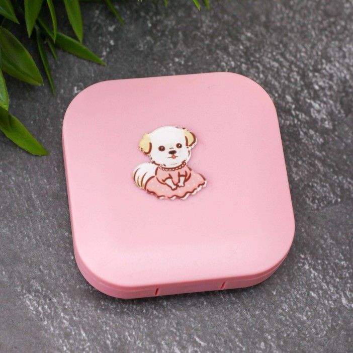 Контейнер для линз "Dog", lady pink 
