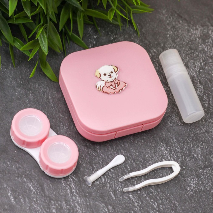 Контейнер для линз "Dog", lady pink 