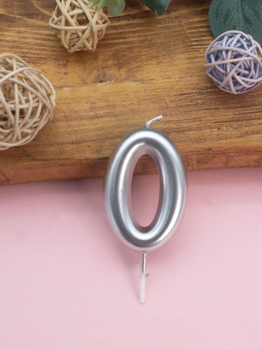 Свеча для торта &quot;Silver glow&quot; цифра 0, (6 см) 