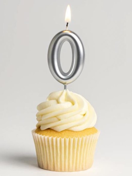 Свеча для торта "Silver glow" цифра 0, (6 см)