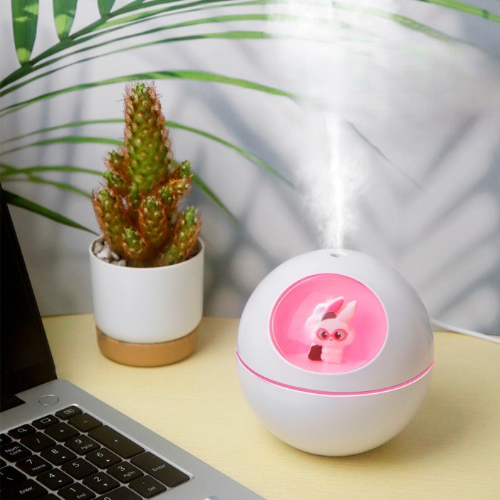 Настольный увлажнитель воздуха - ночник &quot;Bunny in pink glasses&quot;, white, (портативный, USB) 