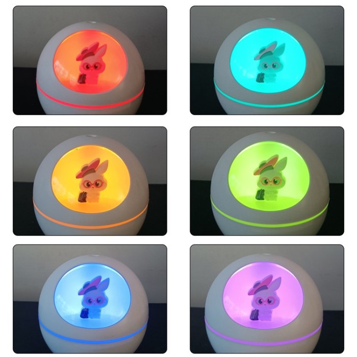 Настольный увлажнитель воздуха - ночник &quot;Bunny in pink glasses&quot;, white, (портативный, USB) 