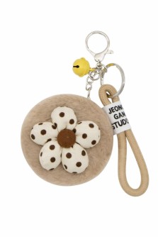 Плюшевое раскладное зеркало с брелоком "Daisy dot", коричневое (7.5*7.5 см)