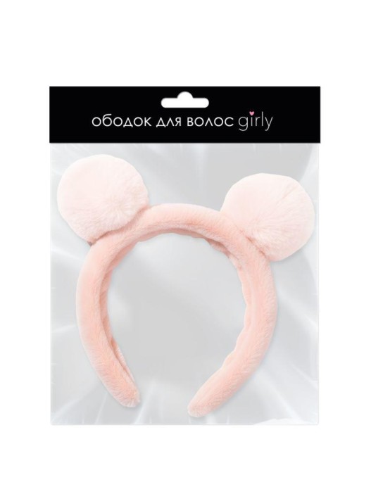 Плюшевый ободок GIRLY "Pompom ears", pink 