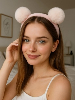 Плюшевый ободок GIRLY "Pompom ears", pink