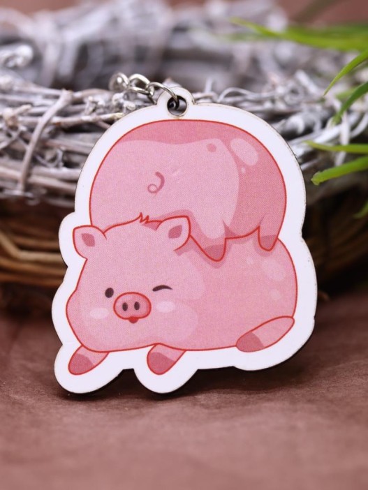 Брелок ECO из дерева «Two pig» 