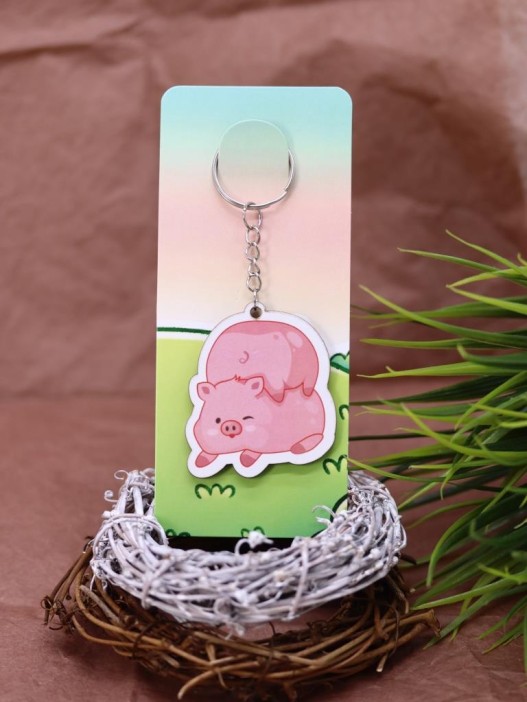 Брелок ECO из дерева «Two pig» 
