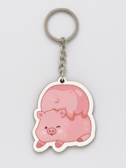 Брелок ECO из дерева «Two pig»