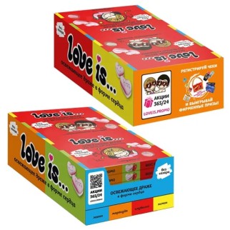 Освежающие конфеты &quot;LOVE IS...&quot; со вкусом клубники, 12шт, в блистере и обечайке