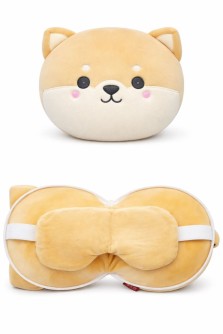 Мягкая игрушка-подушка с маской для сна "Corgi", beige (15*15*10см)