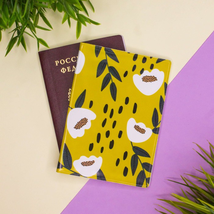 ОБЛОЖКА ДЛЯ ПАСПОРТА "White flowers", плотность 600 мкм 