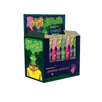 Жевательная конфета "Zoмbie мозг" (клубника, манго, тутти-фрутти), 75шт.