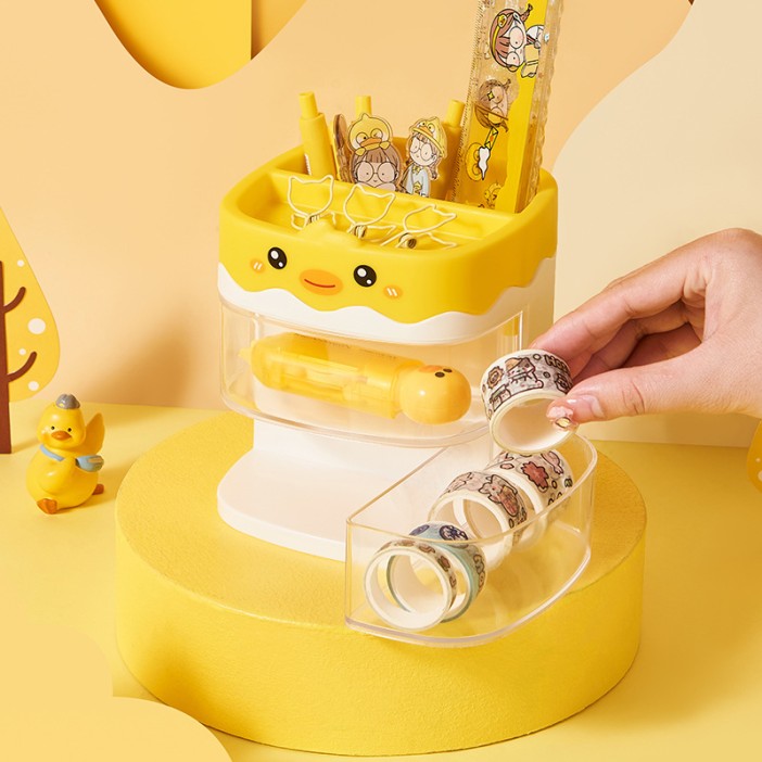 Органайзер настольный "Цыпленок", желтый (12,9*11,3*11,3) 