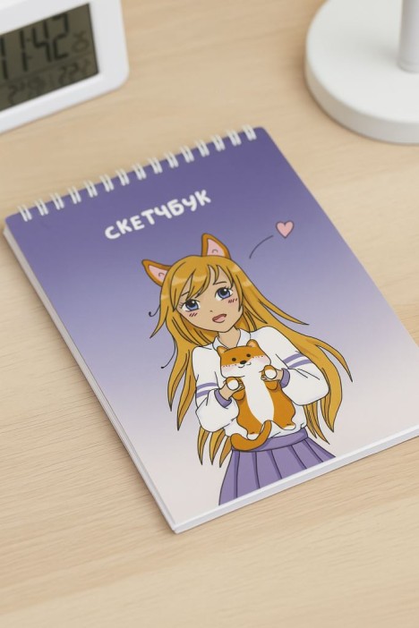 Скетчбук Аниме «Love corgi girl», 14х20 см, плотность 100 гр 