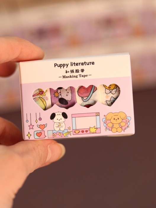Набор декоративного скотча 4 шт. &quot;Puppy literature&quot;, purple (1.5см*2м) 