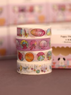 Набор декоративного скотча 4 шт. "Puppy literature", purple (1.5см*2м)