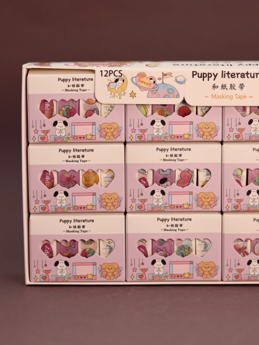 Набор декоративного скотча 4 шт. &quot;Puppy literature&quot;, purple (1.5см*2м) 