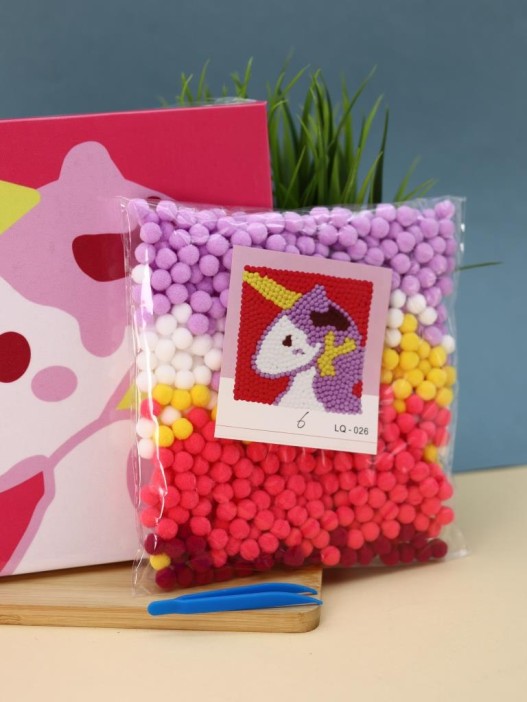 Картина из помпонов на подрамнике Draw Me! «Unicorn», (20 х 20 см) 