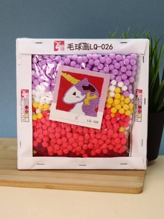 Картина из помпонов на подрамнике Draw Me! «Unicorn», (20 х 20 см) 