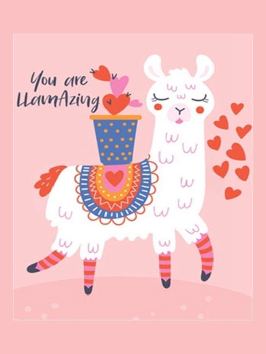 Алмазная мозаика без подрамника &quot;Лама с сердечками&quot;, 15х20 см 